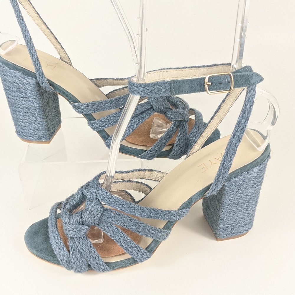 RAYE  ANYA JUTE TRIM  BLOCK HEEL  SANDALS  9.5